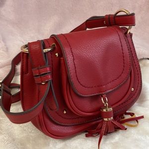 Red crossbody bag small have credit card compartment